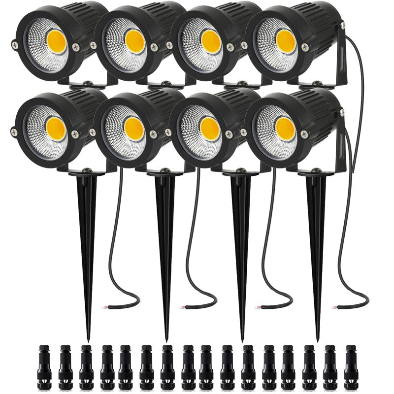 AHSELLUS Low Voltage Landscape Lights Outdoor LED Spotlights Garden Spot Lights Outdoor Pathway Lighting 5W 12V 24V IP66 Waterproof Spike Flood Lighting for Tree(8 Pack) - Image 1